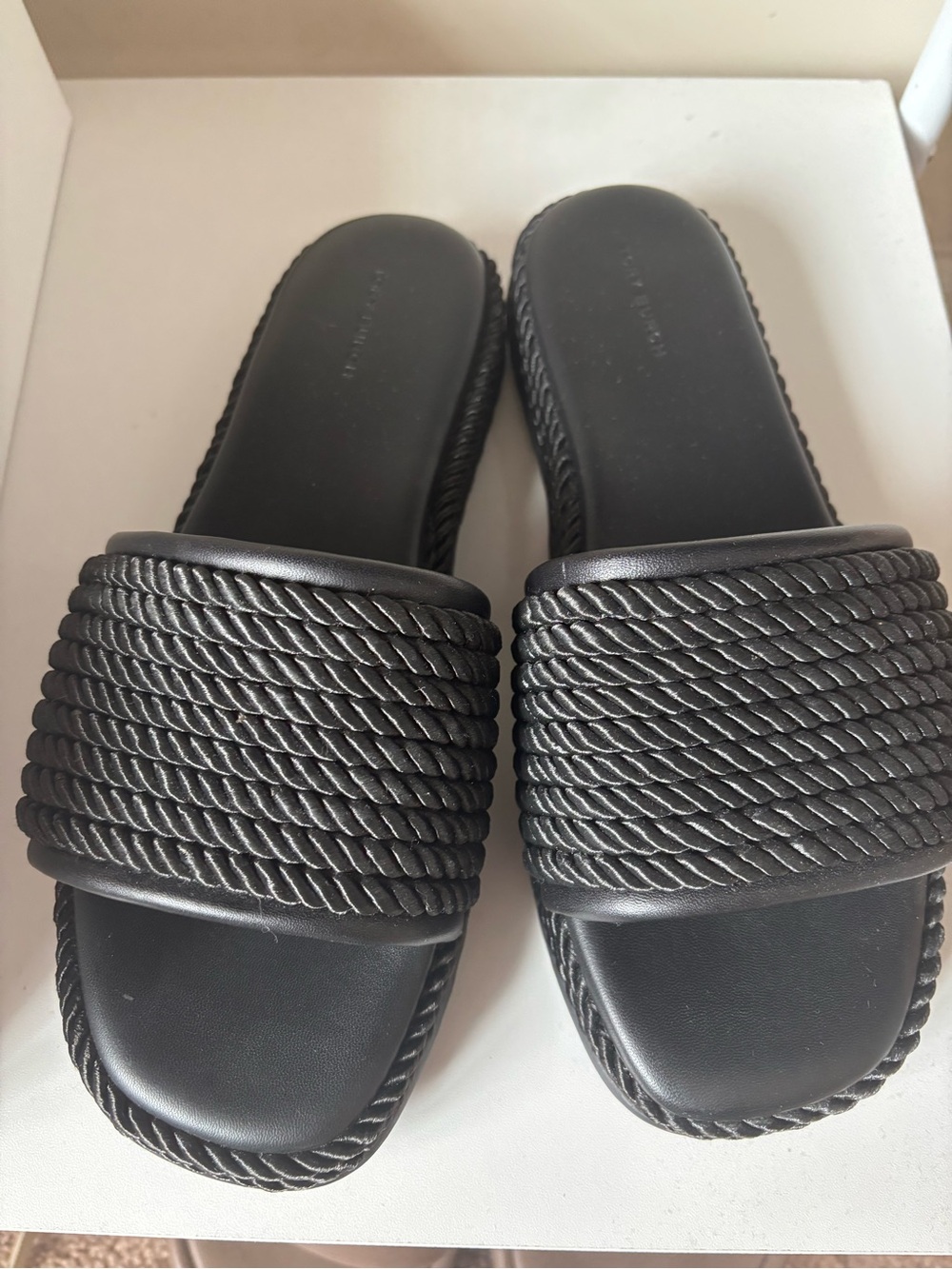 Tory Burch Black Rope-Detail Slide Sandals